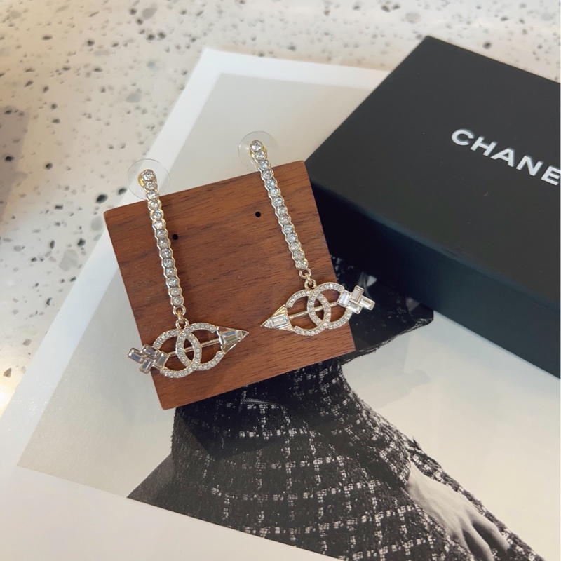 【全新🆕】Chanel 23c 限定丘比特🤍愛神之箭 淡金水鑽雙C 長款耳釘/耳環-4