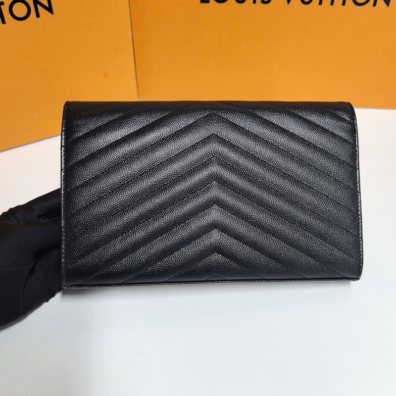 YSL so black魚子醬牛皮 鏈條信封包 約22cm-3