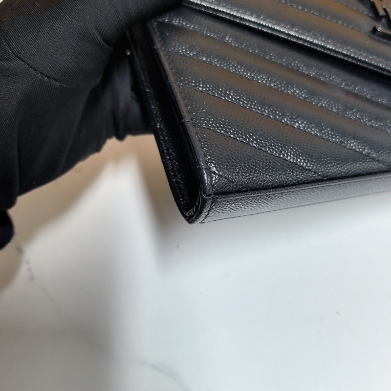 YSL so black魚子醬牛皮 鏈條信封包 約22cm-15