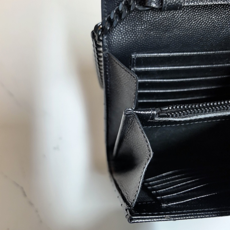 YSL so black魚子醬牛皮 鏈條信封包 約22cm-24