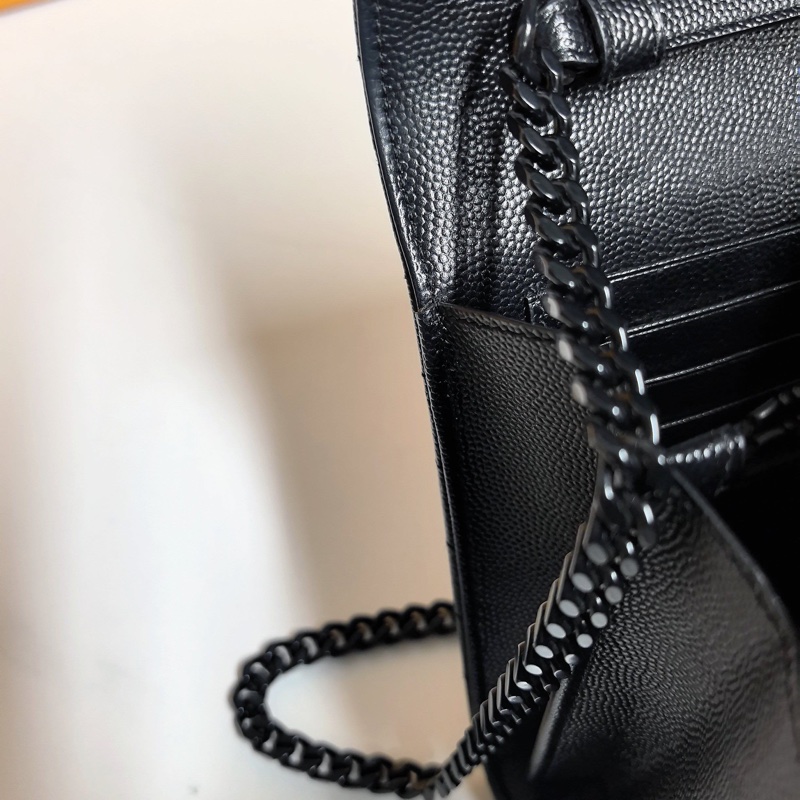 YSL so black魚子醬牛皮 鏈條信封包 約22cm-26