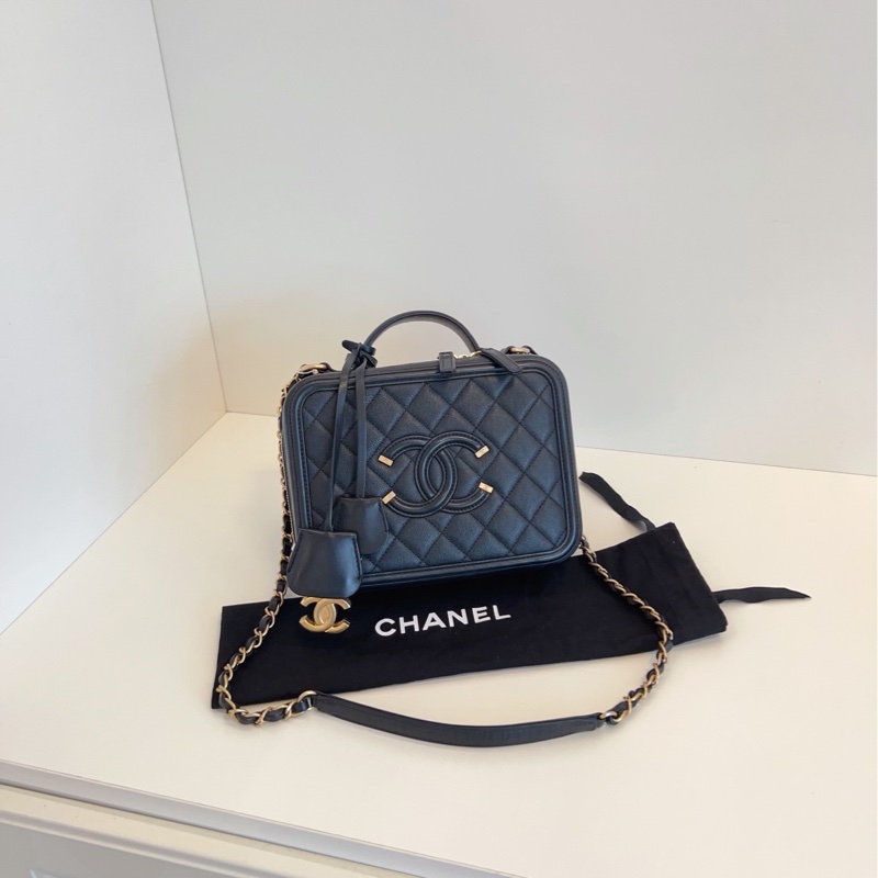 【98新🆕】Chanel vanity case盒子包 黑金相機包 中號-0