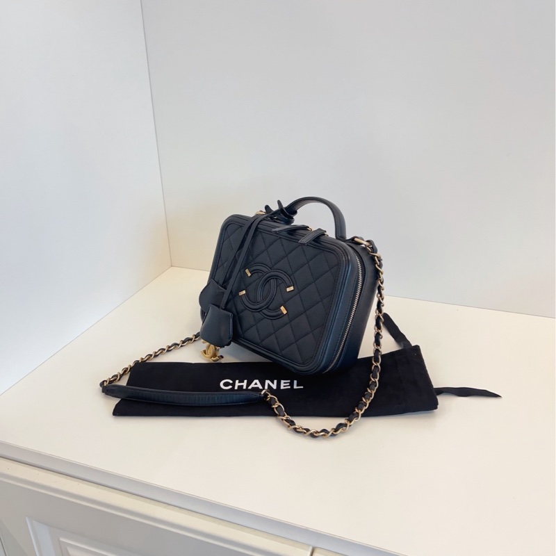 【98新🆕】Chanel vanity case盒子包 黑金相機包 中號-2