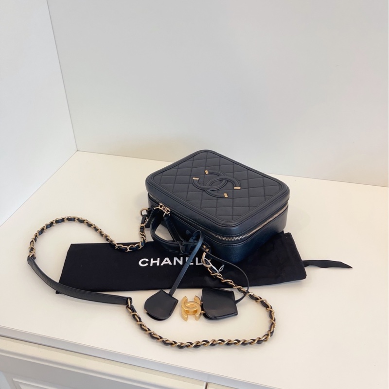 【98新🆕】Chanel vanity case盒子包 黑金相機包 中號-3