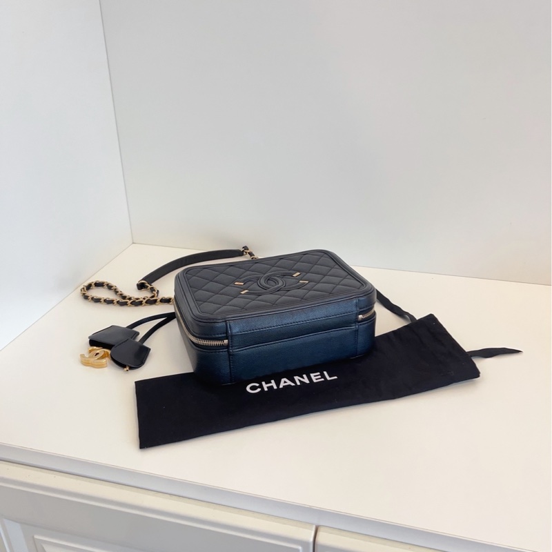 【98新🆕】Chanel vanity case盒子包 黑金相機包 中號-4