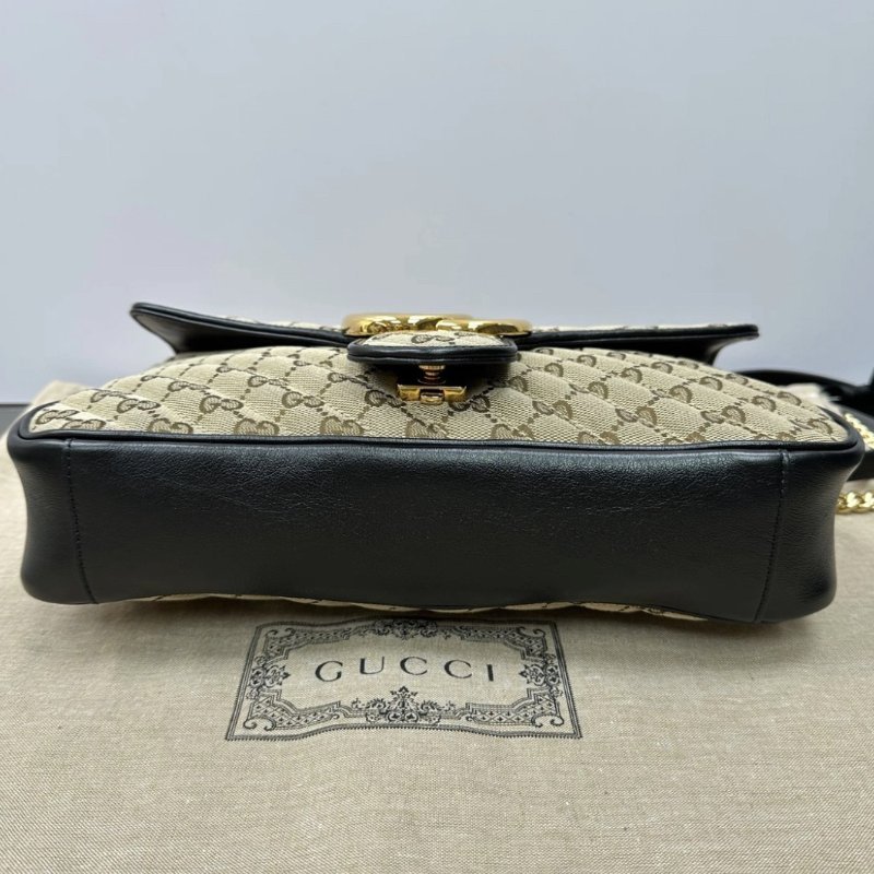 GUCCI GG Marmont烏木色拼黑色大號肩背斜背包30.5*18*8 98新配件塵袋-3