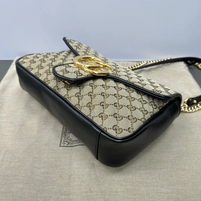 GUCCI GG Marmont烏木色拼黑色大號肩背斜背包30.5*18*8 98新配件塵袋-4