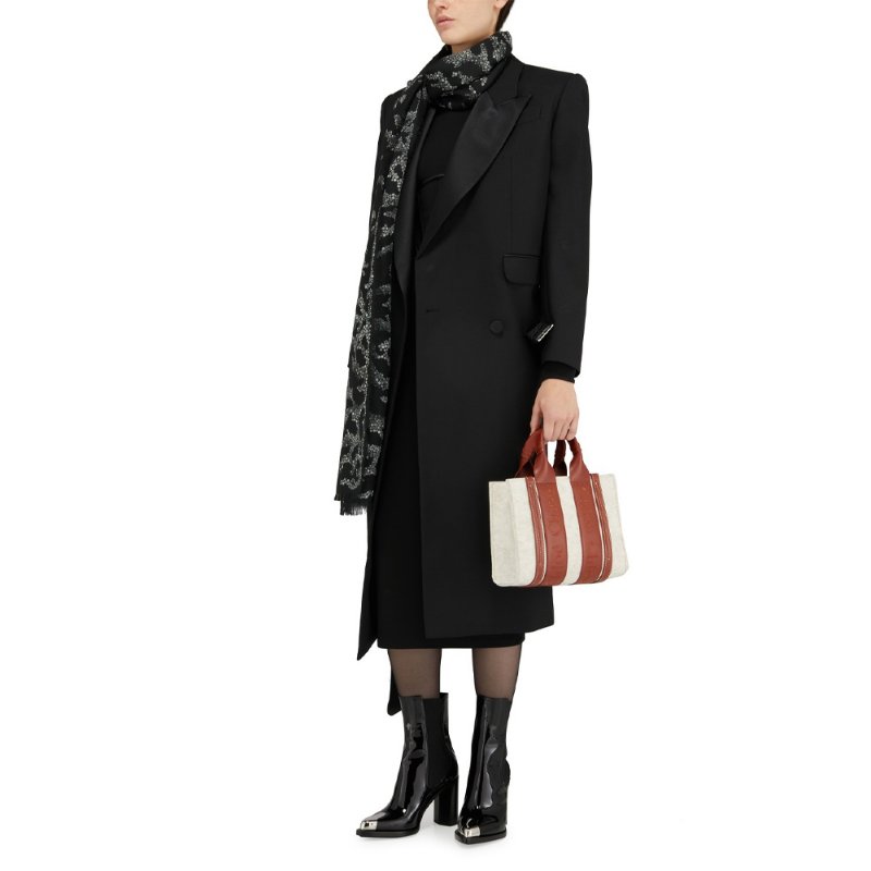 Chloe Logo Embroidered Small Woody Tote Bag for Women in Cement Beige - CHC22WS397I58-24H-4