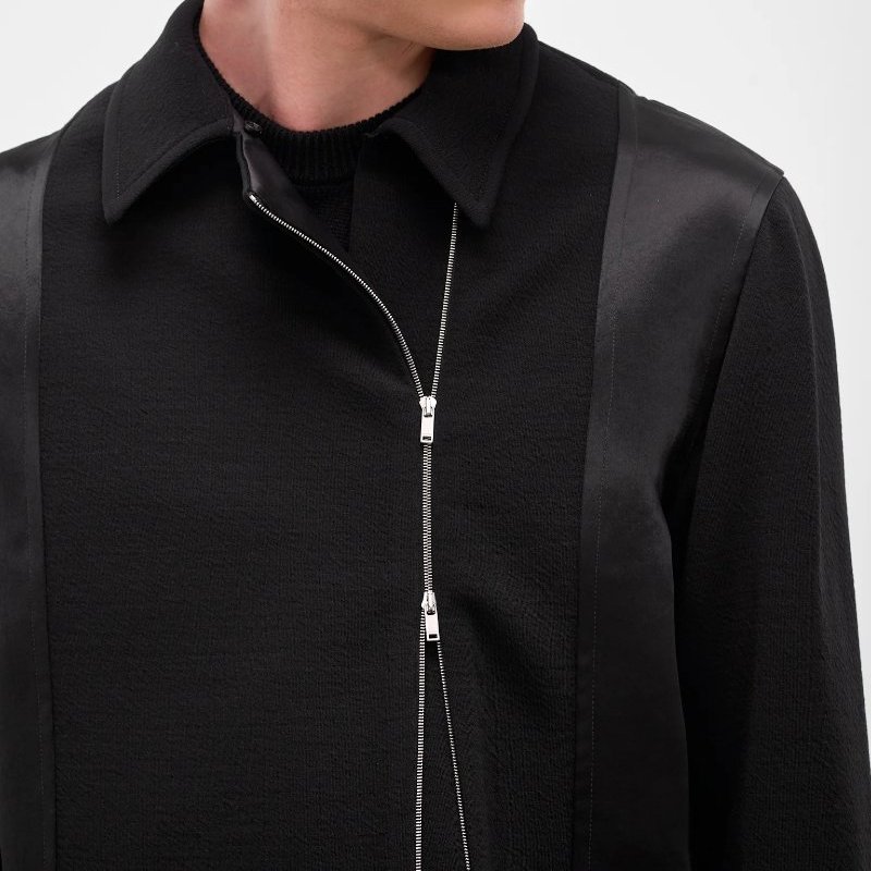 Jil Sander 黑色 拉鍊雙排 絲質內裡 拉鍊夾克 J21DL0247|專櫃 83,200-1