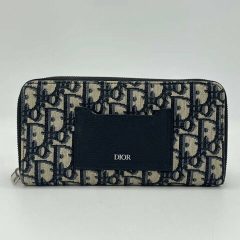 DIOR 藍色老花銀扣拉鏈式長款錢包 20*11*2.5 98新