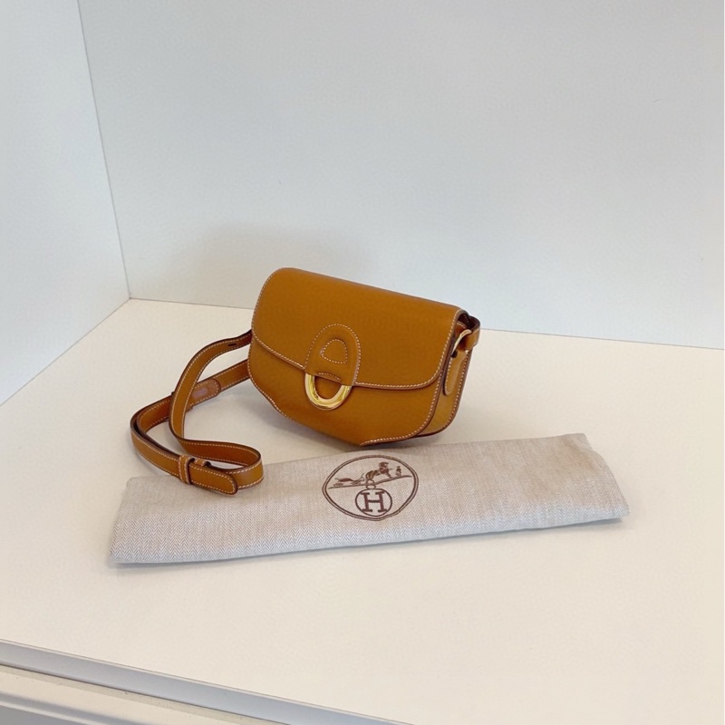 【98新🆕】Hermes cherche midi18 mini 金棕金扣 butler 馬鞍皮 豬鼻子包🐽 斜挎包 單肩包-3