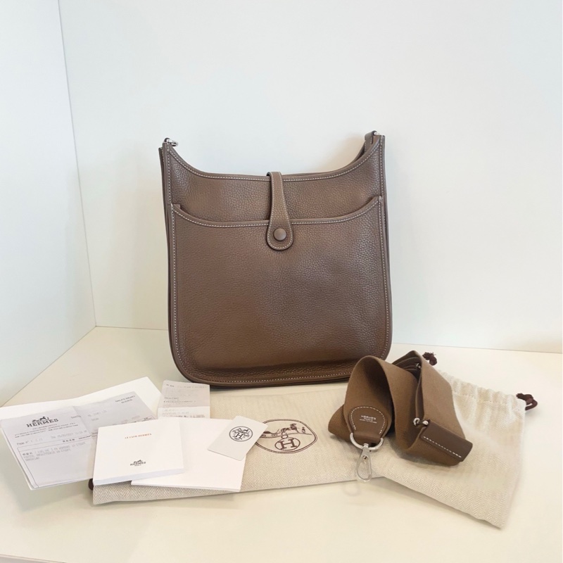 【99新帶票🆕】Hermes Evelyne 29 大象灰銀扣🐘 斜挎包 單肩包-3
