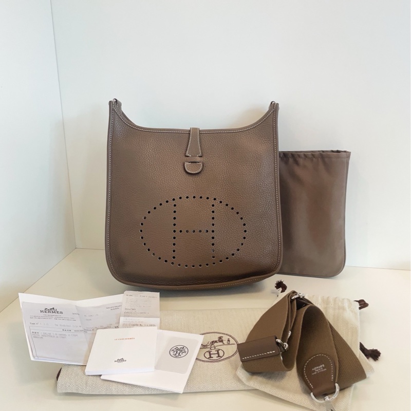 【99新帶票🆕】Hermes Evelyne 29 大象灰銀扣🐘 斜挎包 單肩包-7