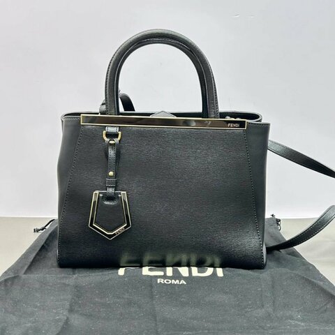 FENDI 黑金2jours手提肩背斜背包 26*20*12 98新 配件塵袋