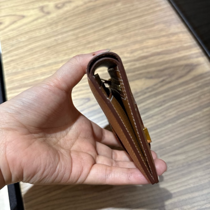 Hermes bearn 金棕金扣短夾-3