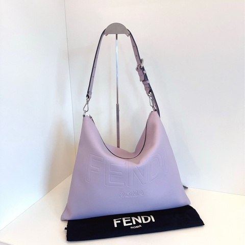 【99新🆕】Fendi 23年新款秀款 After 荔枝紋銀扣 淡紫色 單肩斜挎包