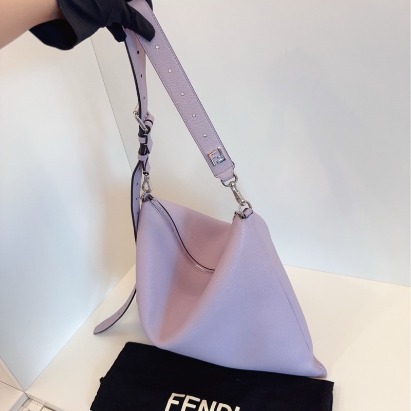 【99新🆕】Fendi 23年新款秀款 After 荔枝紋銀扣 淡紫色 單肩斜挎包-2