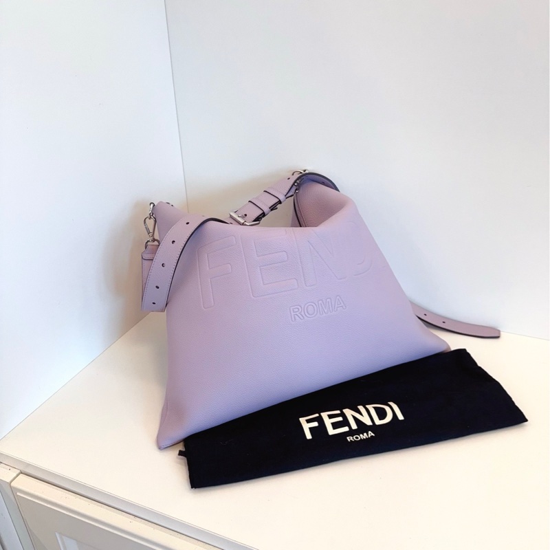 【99新🆕】Fendi 23年新款秀款 After 荔枝紋銀扣 淡紫色 單肩斜挎包-3