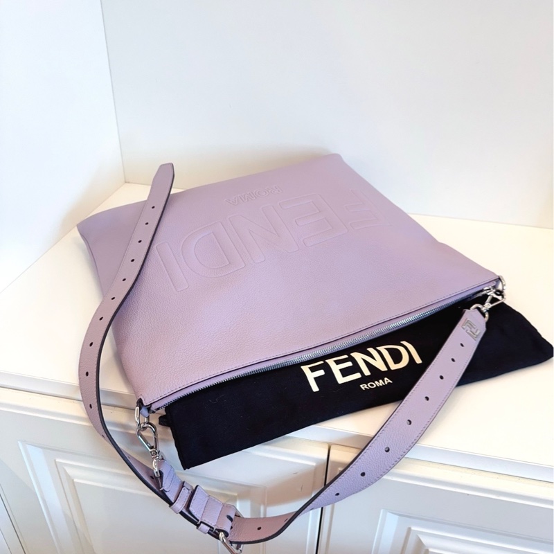 【99新🆕】Fendi 23年新款秀款 After 荔枝紋銀扣 淡紫色 單肩斜挎包-4