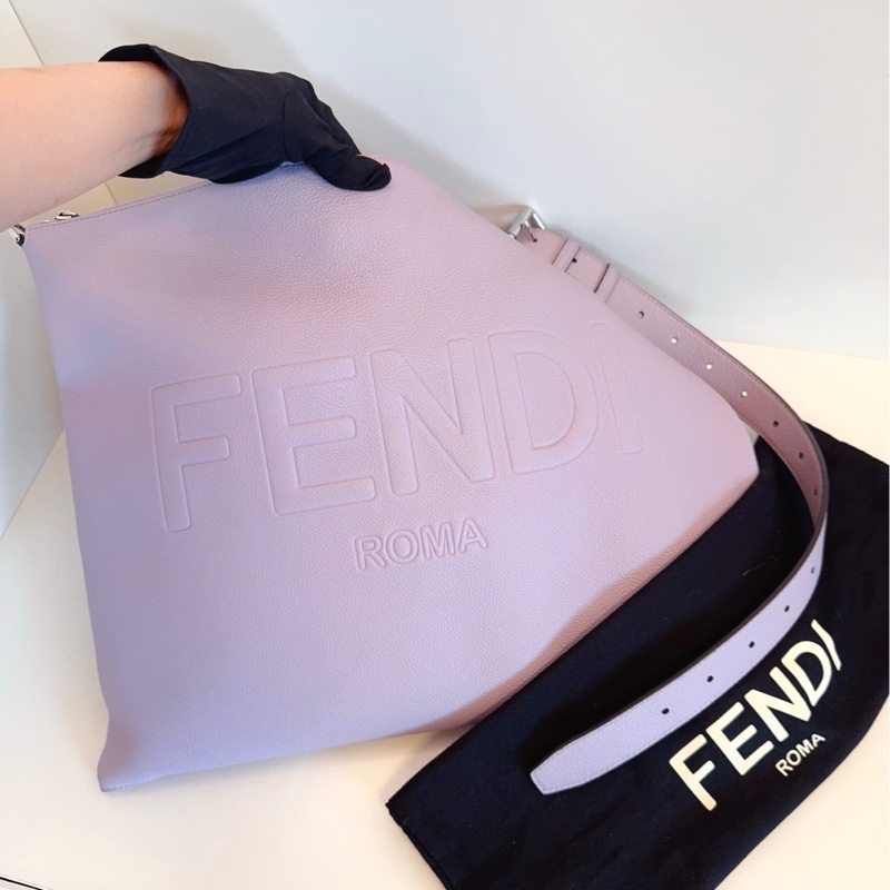 【99新🆕】Fendi 23年新款秀款 After 荔枝紋銀扣 淡紫色 單肩斜挎包-5