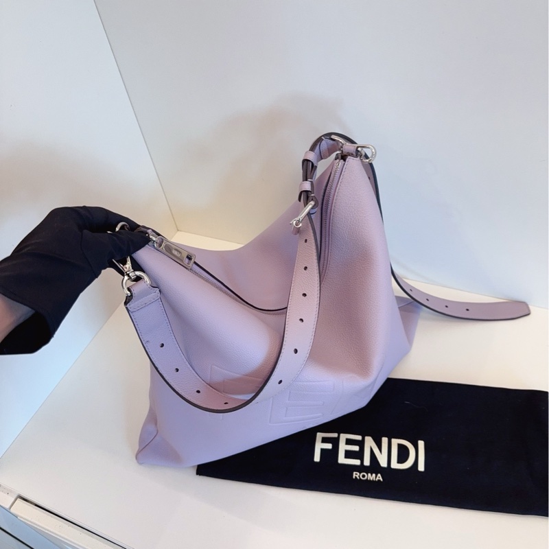 【99新🆕】Fendi 23年新款秀款 After 荔枝紋銀扣 淡紫色 單肩斜挎包-6