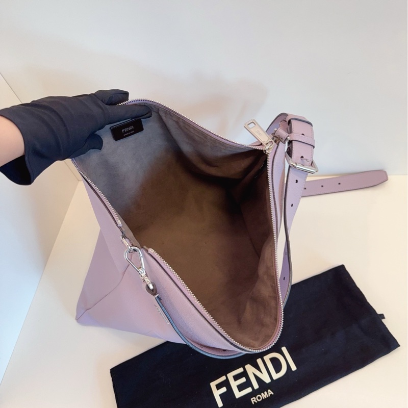【99新🆕】Fendi 23年新款秀款 After 荔枝紋銀扣 淡紫色 單肩斜挎包-7