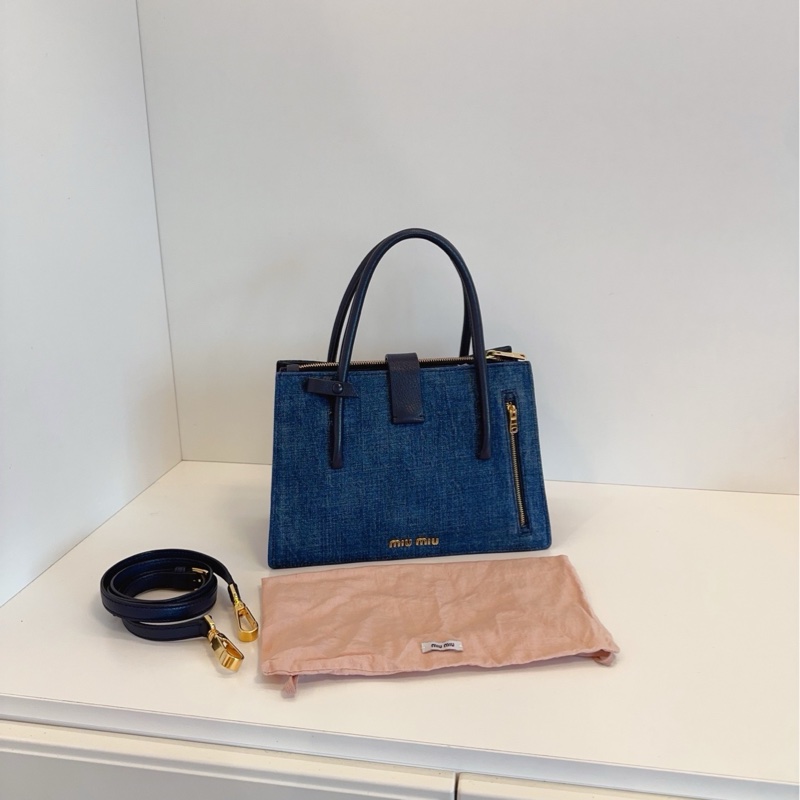 【98新以上🆕】Miumiu牛仔 手提風琴包 手提包 斜挎包 單肩包-1