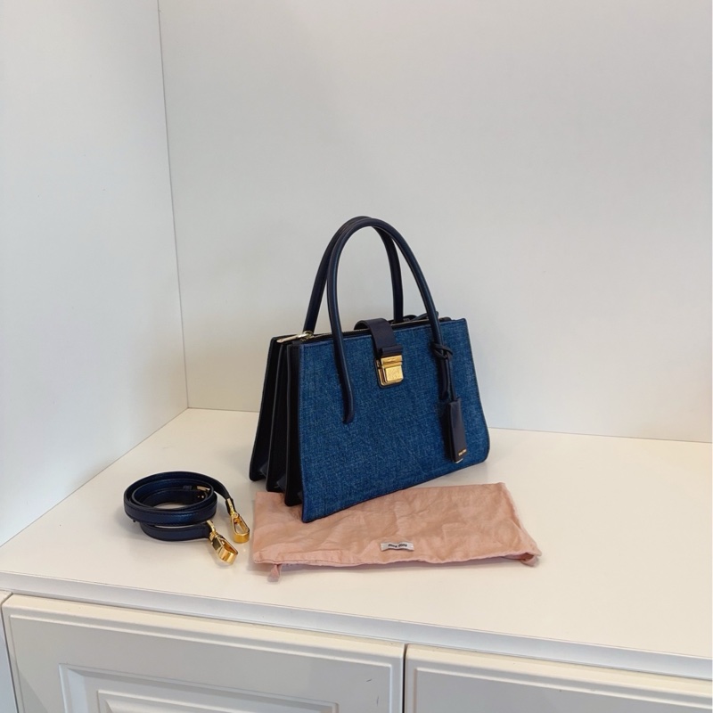 【98新以上🆕】Miumiu牛仔 手提風琴包 手提包 斜挎包 單肩包-3