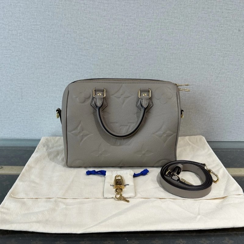 LV 大象灰金扣speedy25手提斜背包芯片款25*19*14 98新配件塵袋鑰匙鎖-0