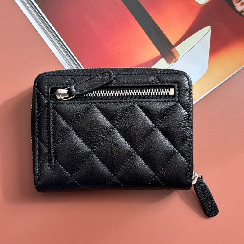 ::CHANEL:: 香奈兒 AP4813 黑荔枝金雙C ㄇ拉短夾-1