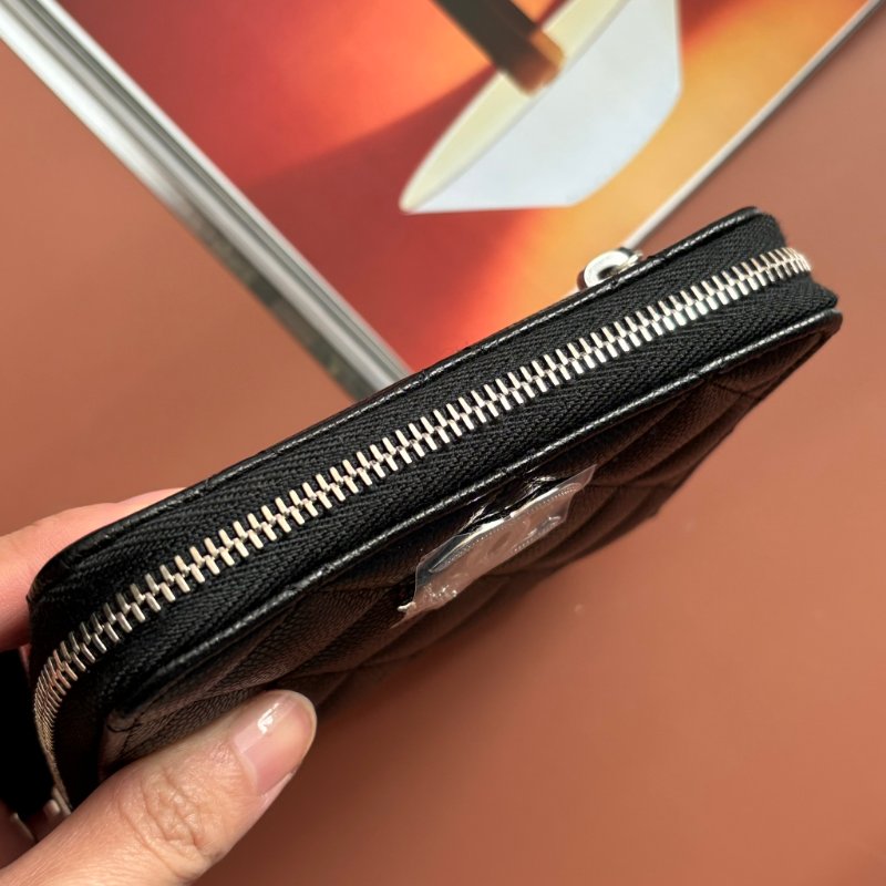 ::CHANEL:: 香奈兒 AP4813 黑荔枝金雙C ㄇ拉短夾-3