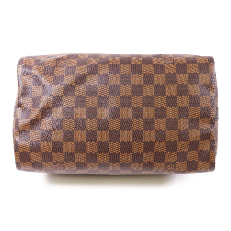LOUIS VUITTON Damier Speedy Bandouliere 30金扣手挽肩背兩用袋棕色-3