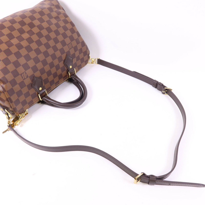 LOUIS VUITTON Damier Speedy Bandouliere 30金扣手挽肩背兩用袋棕色-4
