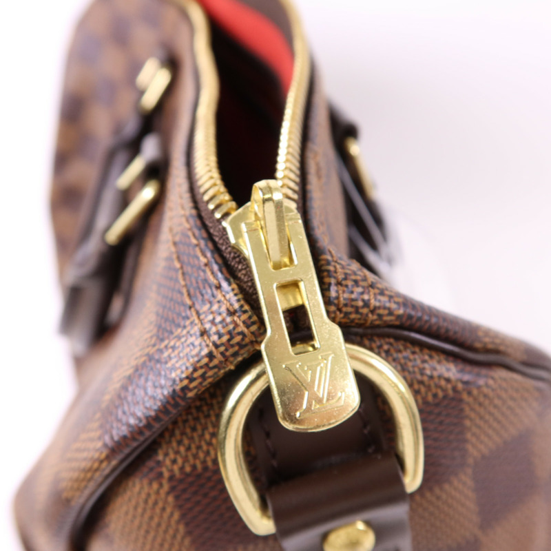 LOUIS VUITTON Damier Speedy Bandouliere 30金扣手挽肩背兩用袋棕色-7