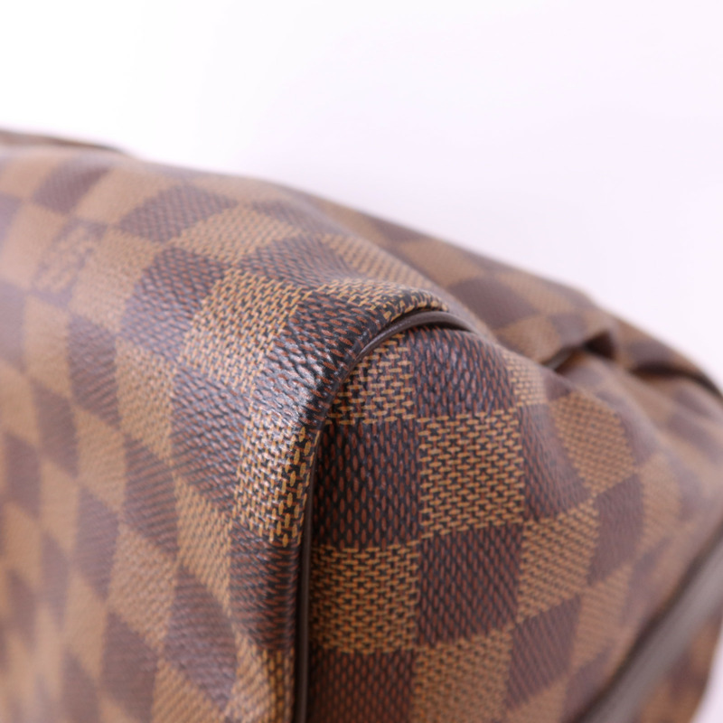 LOUIS VUITTON Damier Speedy Bandouliere 30金扣手挽肩背兩用袋棕色-11