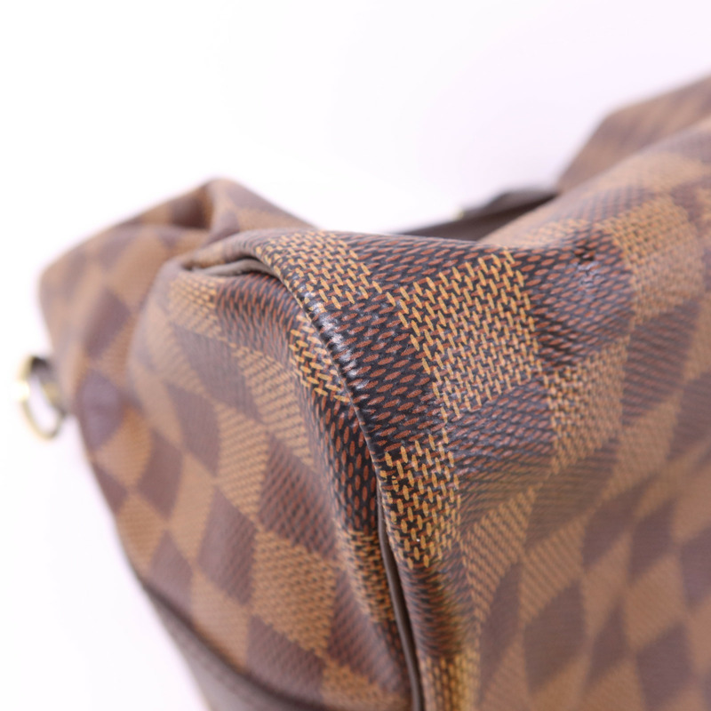 LOUIS VUITTON Damier Speedy Bandouliere 30金扣手挽肩背兩用袋棕色-12