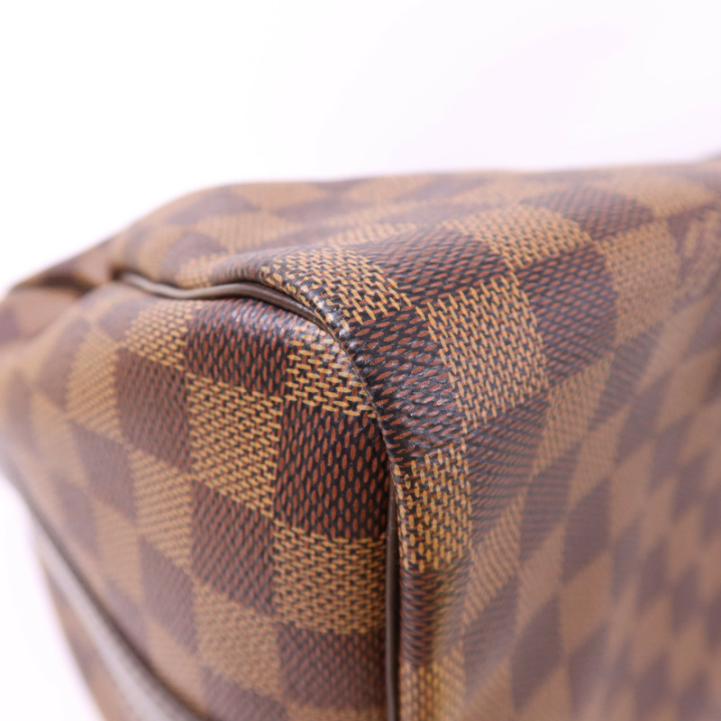 LOUIS VUITTON Damier Speedy Bandouliere 30金扣手挽肩背兩用袋棕色-14