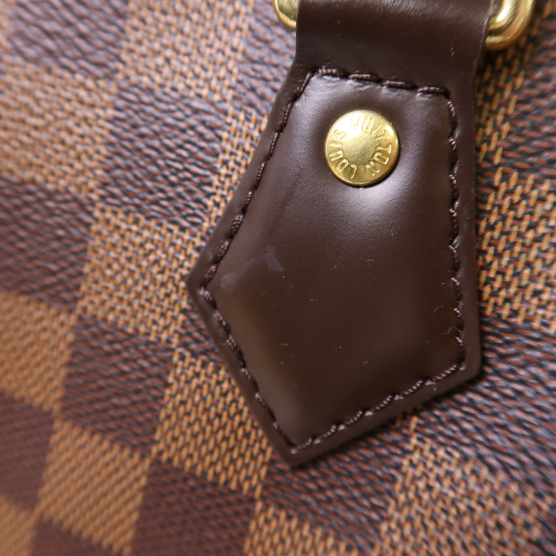 LOUIS VUITTON Damier Speedy Bandouliere 30金扣手挽肩背兩用袋棕色-16