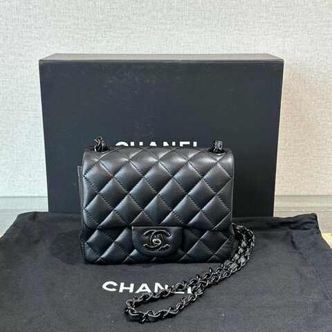 CHANEL 黑色 so black方胖子鏈條肩背斜背包16.5*13*7 全新閒置 配件盒子塵袋