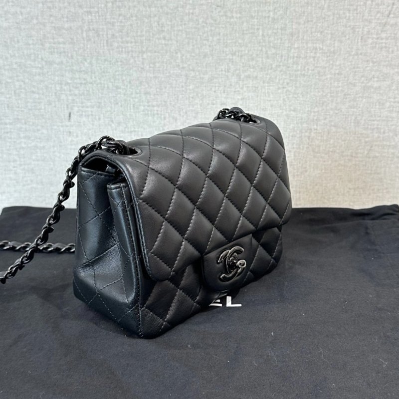 CHANEL 黑色 so black方胖子鏈條肩背斜背包16.5*13*7 全新閒置 配件盒子塵袋-1