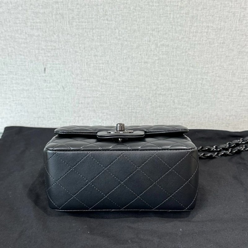 CHANEL 黑色 so black方胖子鏈條肩背斜背包16.5*13*7 全新閒置 配件盒子塵袋-3