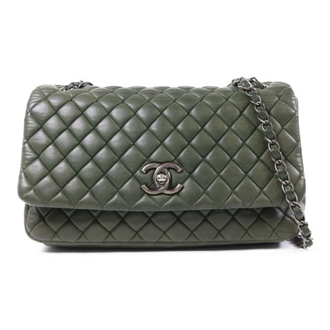 CHANEL 牛皮皮革Chain Shoulder Bag銀扣鏈帶肩背袋