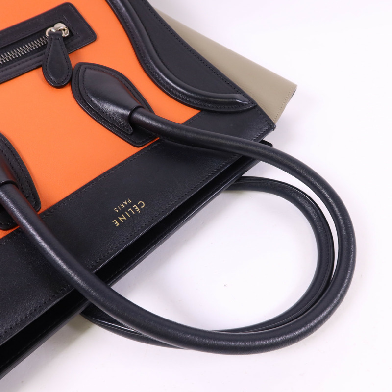 CELINE 牛皮皮革Micro Luggage銀扣手挽袋-4