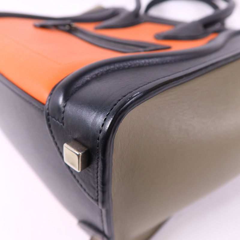 CELINE 牛皮皮革Micro Luggage銀扣手挽袋-9