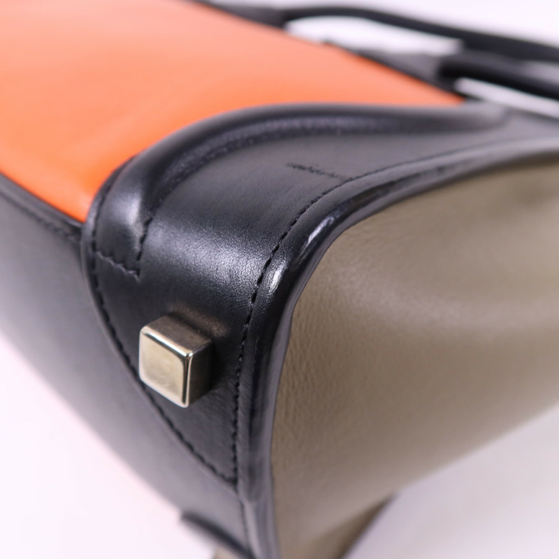 CELINE 牛皮皮革Micro Luggage銀扣手挽袋-11