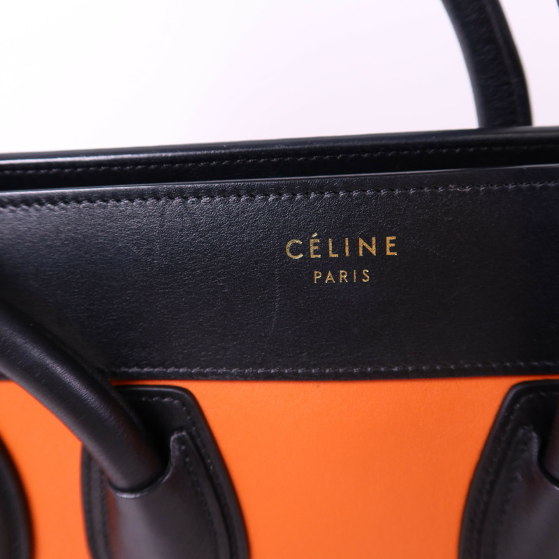CELINE 牛皮皮革Micro Luggage銀扣手挽袋-15