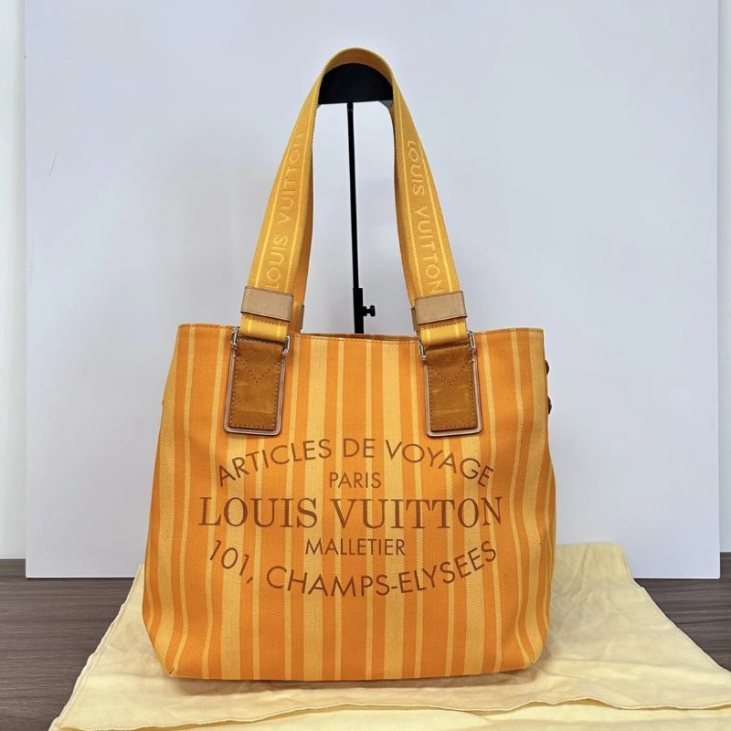 LV 橘色條紋帆布托特包31*26.5*18 98新配件塵袋-0