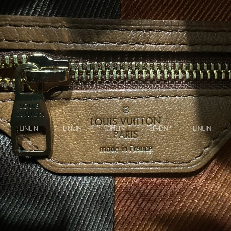 LV單肩包/托特包 MONOGRAM BLOCKS/金棕色/波爾多紅壓花牛皮/三拼色-6