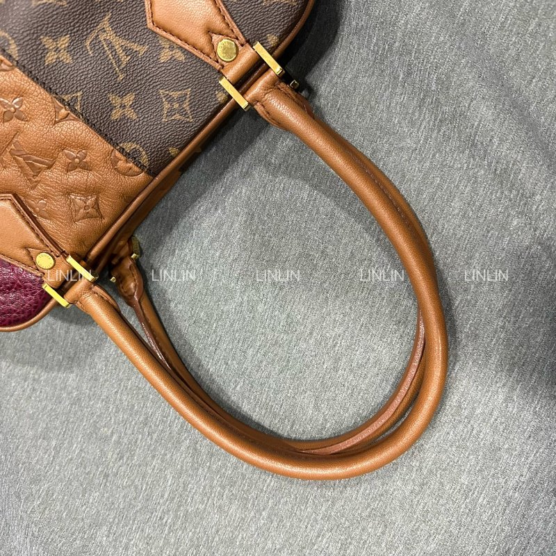 LV單肩包/托特包 MONOGRAM BLOCKS/金棕色/波爾多紅壓花牛皮/三拼色-7