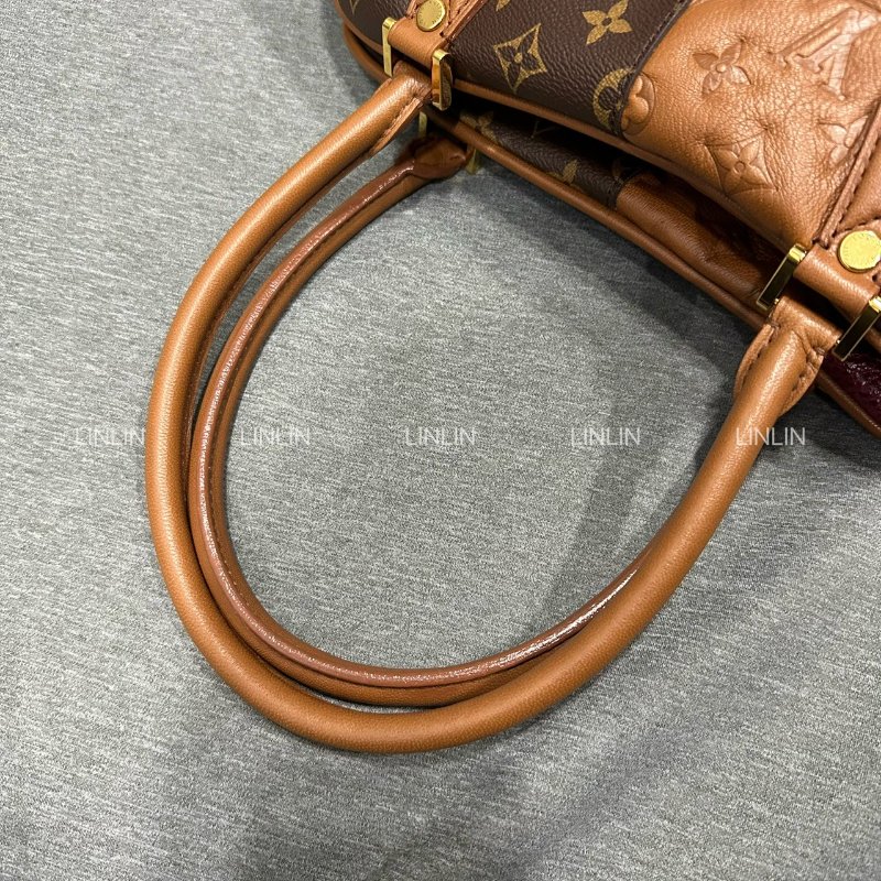 LV單肩包/托特包 MONOGRAM BLOCKS/金棕色/波爾多紅壓花牛皮/三拼色-8